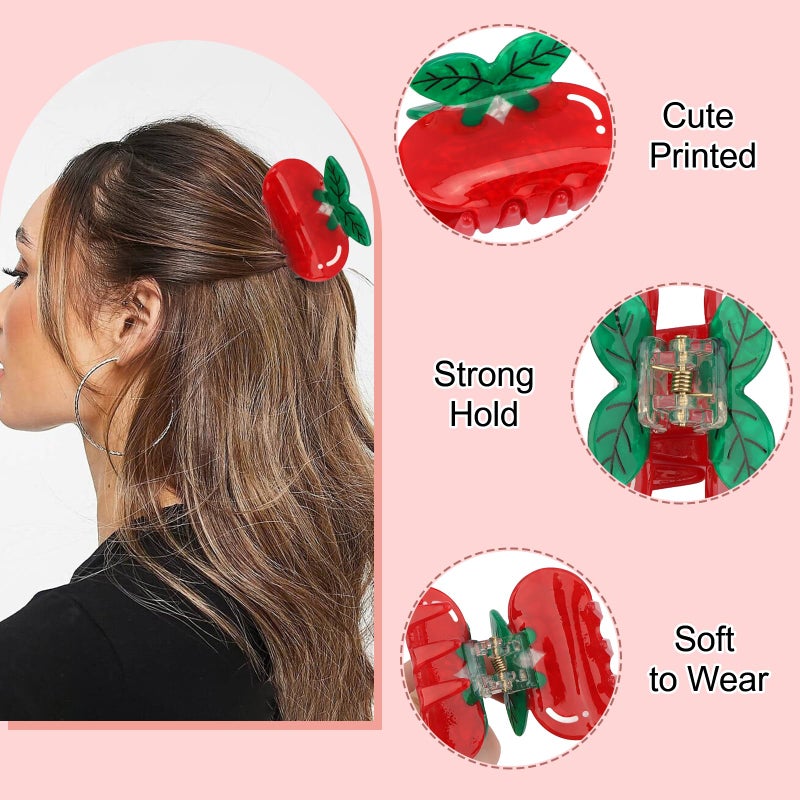 هابدو مجموعة مشابك شعر هابدو المكونة من 6 قطع على شكل فواكه - مشابك صغيرة لطيفة على شكل فراولة، كرز، بطيخ، أناناس، جزر، وأفوكادو، إكسسوارات شعر مرحة للنساء والفتيات - Image 3